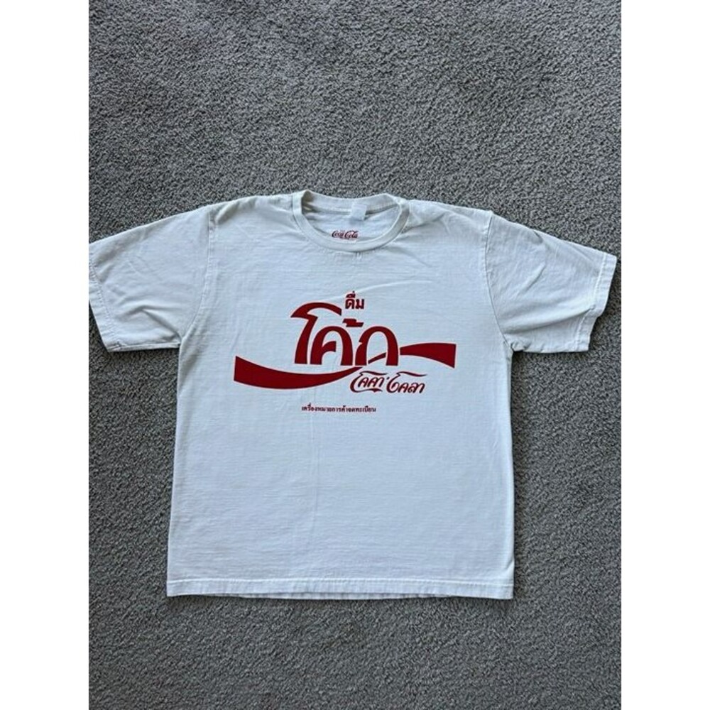 Coca-Cola Coke Thai Script T-Shirt Mens XL White Red Made in Thailand